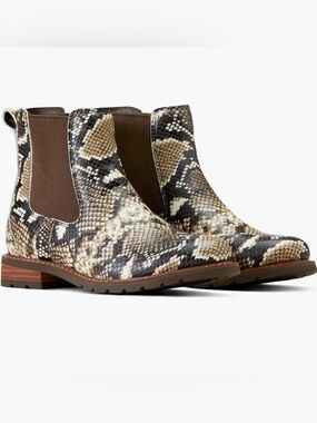 Ariat Wexford Waterproof Chelsea Boots Snakeskin Print Women’s Size 7 New